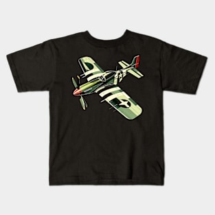 Geometric Warbird | P-51 Mustang Fighter Tee Kids T-Shirt